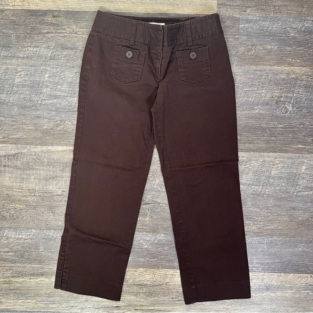 Loft brown straight cropped leg Marisa chino pants size 4 B51